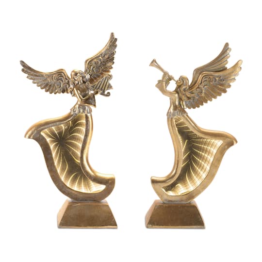 Melrose Gold Angel Figurines with EkkoLight Dress Set